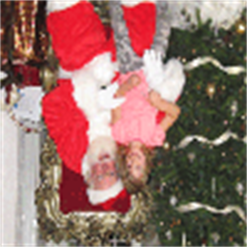 Santa with child at festival